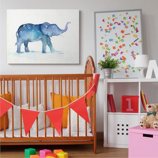 Stupell Industries Elephant March with Abstract Night Sky Constellation Canvas Wall Art